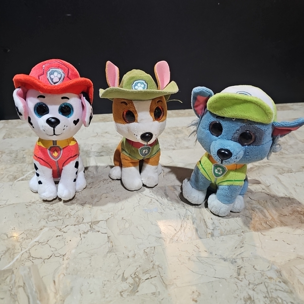 Ty Paw Patrol Set Of 3 Plush Stuffed Animal Toys Marshal, Everest, Tracker